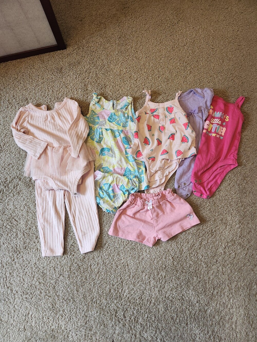 Mixed Lot 6-9m Baby Girl Clothes Pink Purple Shorts Bodysuits Dress Outfit